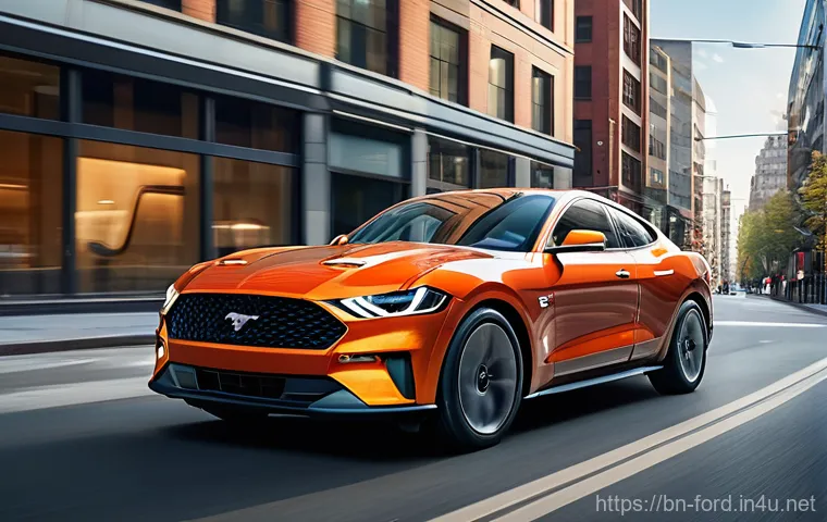 포드 머스탱 마하 E의 배터리 수명 - Urban Efficiency: The Joy of Regenerative Braking**

"A dynamic, eye-level shot of a sleek Ford Must...